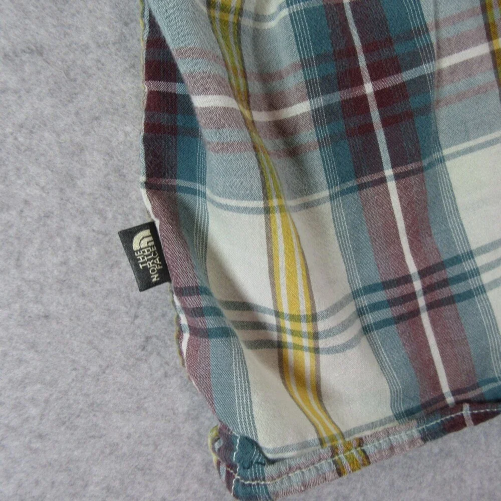 The North Face Mens Shirt L Multicolored Plaid Button Up Short Sleeve Cotton‎